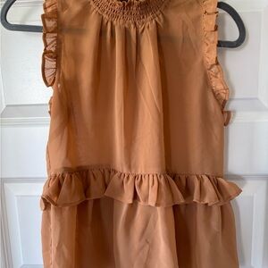 Truth Ruffle Trim Sleeveless Blouse - Brown